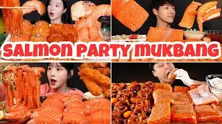 Satisfying SALMON PARTY 🐟🍣| ASMR Mukbang Best Compilation #1 | Snacky Lion🦁
