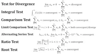 Review Question 5: Recap on Tests for Convergence or Divergence of Infinite Series