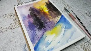 Easy Watercolor Winter Morning Painting for Beginners | Step-by-Step Tutorial