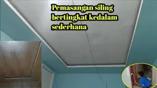 Pemasangan palfon/siling playwood 4mm,desing siling bertingkat