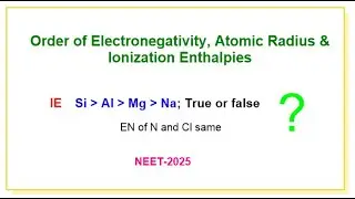 Order of Electronegativity, Atomic Radius & Ionization Enthalpies: Periodicity MCQ-3@anpru-hzChem