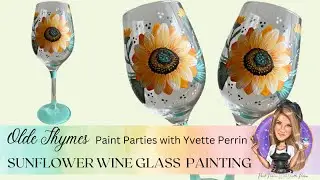 Easy Sunflower Painting on a Wine Glass