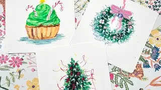 Easy Drawing #oilpastels #drawing #howtodraw #christmas #wreath #tree #candycan