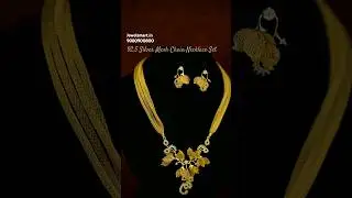 Gold-Finished Silver Mesh Chain Necklace Set | 92.5 Silver Jewelry #925silver #silverjewllery