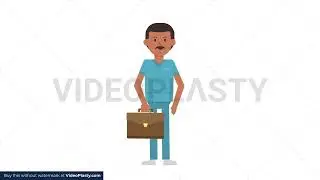 Indian Male Nurse Waving with Briefcase Stock Animation