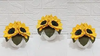 Diy Bunga hias meja flanel|| Diy bunga matahari flanel dalam pot