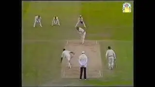 Devon Malcolm claims his first Test wicket dismissing Steve Waugh during the 5th Ashes Test 1989