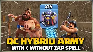 UNDERRATED! TH15 Hybrid W/wo Zap | Th15 QC Hog Miner Attack Strategy | Best TH15 Attack Strategy Coc
