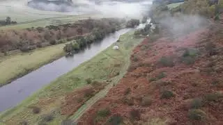 river tweed early morning inversions 4k drone