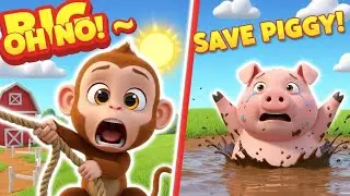 Monkey Helps Animals 🐵🐷 | Farm Rescue Song for Kids