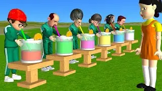 Scary Teacher 3D vs Squid Game Who Faster Drink Juice Straw Level Max Challenge