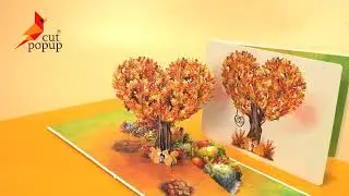 Autumn Love 3D Tree Heart Anniversary Popup Card For Valentine&rsquo;s Day