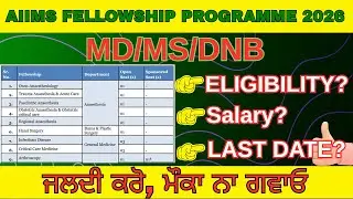 AIIMS Bathinda Fellowship Program 2026 | Sponsored & Open Seats | Punjab Govt Jobs 2026