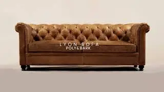 Lyon Leather Sofa in Cognac Tan from Poly & Bark | modern design, mid-century modern, tufted sofa