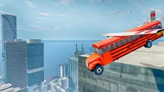 Top 50 Yellow School Bus Crashes &ndash; BeamNG Drive Bus Jumps & Crash Madness