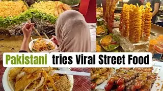 Pakistani tries Viral Street food! 🌮🌯🥟🥪🍜