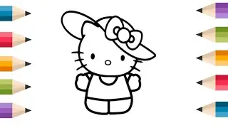 Cute Hello Kitty Drawing, Painting and Coloring For Kids and Toddlers_ Easy Drawing 😆☺️
