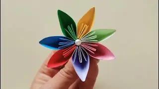 How to Make a Rainbow Origami Flower |Step-by-Step Origami Tutorial#origami #papercraft #diy