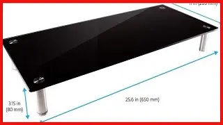Monoprice Medium Multimedia Desktop Stand, Black Glass 27 6 x 12 2 x 3   Stand & Riser