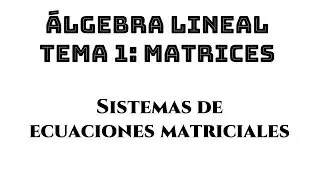 sistemas de ecuaciones matriciales || &aacute;lgebra lineal tema 1 matrices ejemplo 18