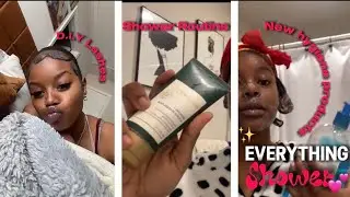 EVERYTHING SHOWER 🚿 | No Part Slick Back With Natural Hair 🎀| D.I.Y lashes 💅🏾