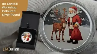 The Perfect Christmas Gift: 1oz Santa's Workshop Coloured Silver Round