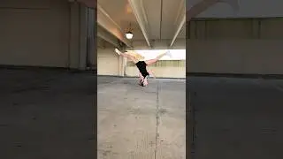Insane Aerial Stunts: GIrl Takes parking Lot Acrobatics to New Heights!  #flipping #aerial
