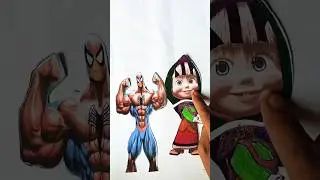 Strongrst red ❤️spider black 😂😂masha face added #shortsfeed #spiderman #masha #funny #drawing