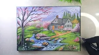 How to Draw beautiful landscape painting |for beginners /acrylic paint 
