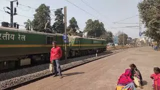 Dengarous WAP 7 engine Goods train leaving at Girimaidan Station 