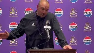 ECU Football Defensive Coordinator Coach Josh Aldridge after spring practice