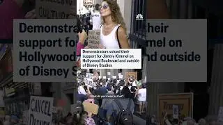 Demonstrators voice their support for Jimmy Kimmel on Hollywood Blvd. and outside Disney Studios
