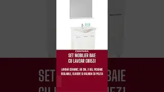 Set mobilier baie suspendat GN0971, front cu lavoar ceramic glisiere soft close dulap cu oglinda led