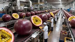 Inside a Modern Passion Fruit Factory: From Whole Passion Fruits to Tangy Yellow Juice (FullProcess)