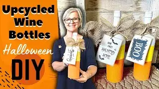 DIY UPCYCLED WINE BOTTLES / Halloween Fall Decor /  TRASH TO TREASURE