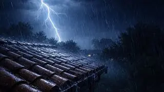 NIGHT RAIN ON ROOF🌧️⚡| Thunderstorm Sounds for Sleep CHUVA NOTURNA NO TELHADO🌧️⚡ Sons de Tempestade