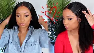 EASY HAIRSTYLES NATURAL TYPE 4 HAIR | VALENTINES DAY APPROVED | KINKY WIG INSTALL