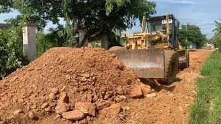 Amzing processing making foundation village road moto grader pushing gravel dirt
