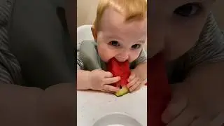 Cute Baby eating watermelon 🍉 🍉