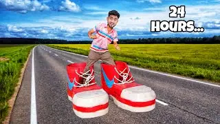 Spending 24 hours in monster shoes challenge