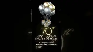 Black & Gold 70th Birthday Invitation | Elegant Animated Canva Video