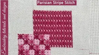 Needlepoint stitch 17| Parisian Stripe Stitch Tutorial | Easy Needlepoint Stitch Guide for Beginners