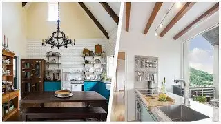 75 Brown Floor Kitchen With Turquoise Cabinets Design Ideas You'll Love ⭐️