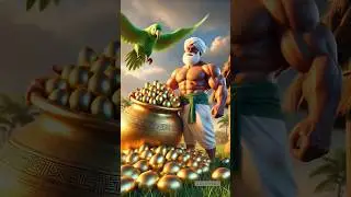 The farmer and the parrot find a pot full of golden eggs 😭 #ai #parrot #egg #gold