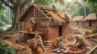 Monkeys Building Their Dream Home Together | Incredible Teamwork & Hard Work 🏡