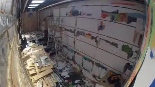 Double decker bus interior demolition
