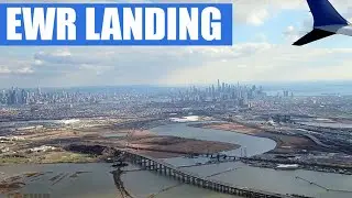 Landing in New York Newark airport with Manhattan views