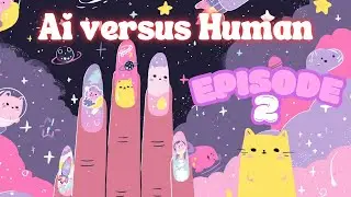I turn this Ai image into cute CatCore Nail Art - DIY Press on Nails at home - gel self nails