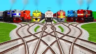 TRAINS CROSSING HIGH SPEED IN INDIAN RAILWAYS | BUMPY RAILROAD TRACKS | Train Simulator | beamng 