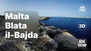 Malta Blata il-Bajda - Scenic Coastal Walk with Relaxing Music 8K 180 3D
